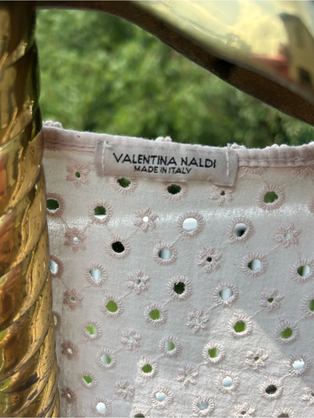 Valentina Naldi Embroidered Eyelet Top in beige